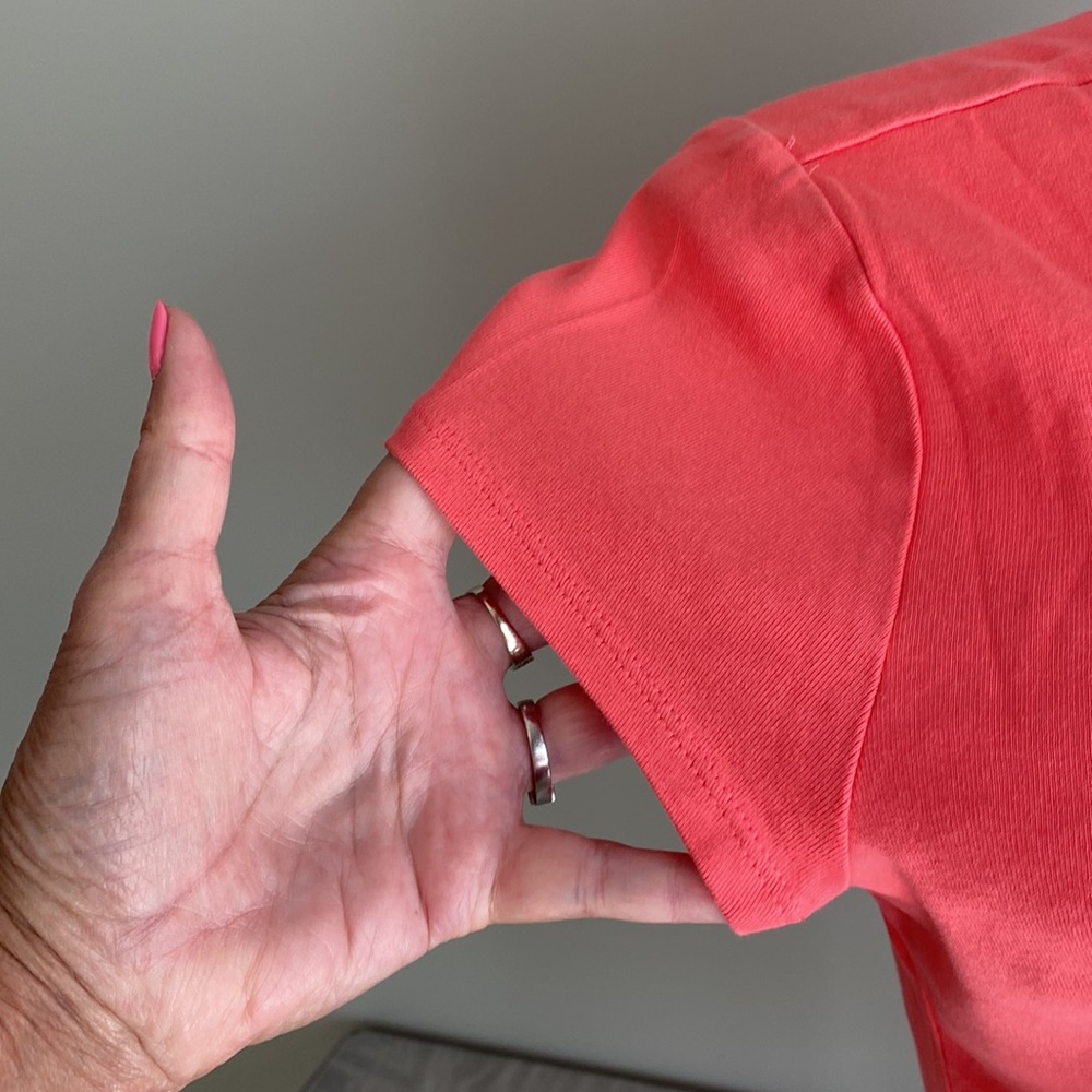 Dress barn light coral T-shirt with stud trimmed scoop neck. - Picture 4 of 7